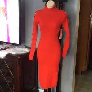 Red Long sleeve Sweater dress
